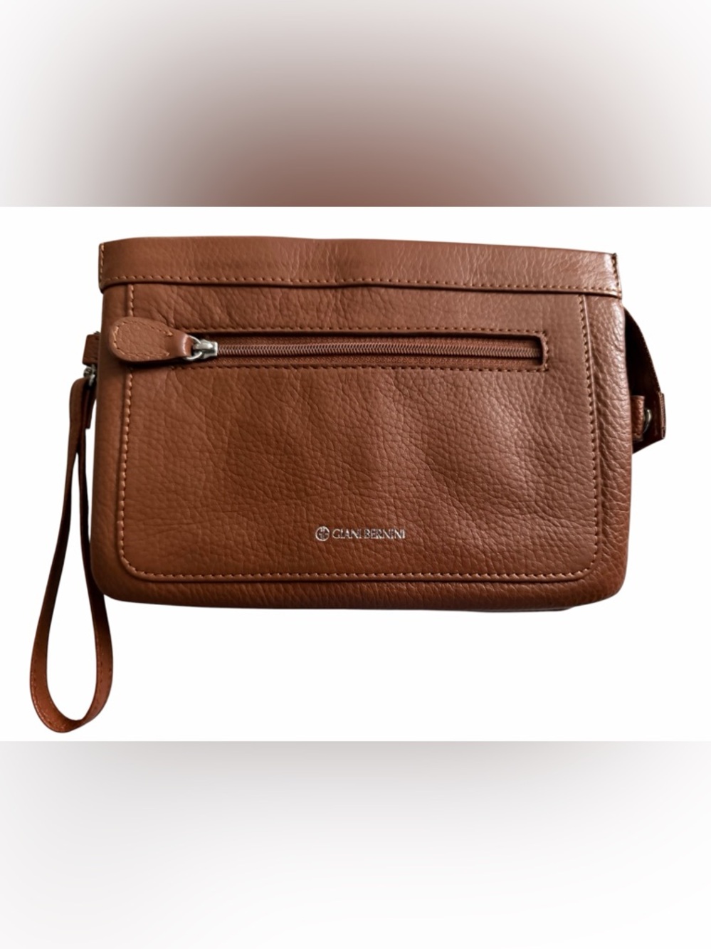 Giani Bernini Softy Tan Pebble Leather Wristlet Clutch